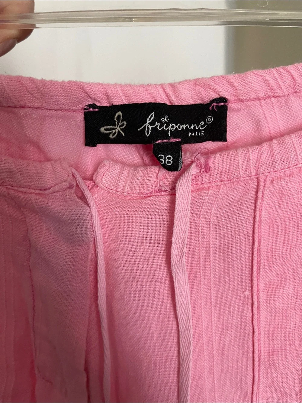 Pink Drawstring Linen Pants - Picture 6 of 11
